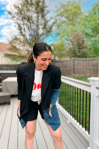 Slashed Denim Suiting Blazer