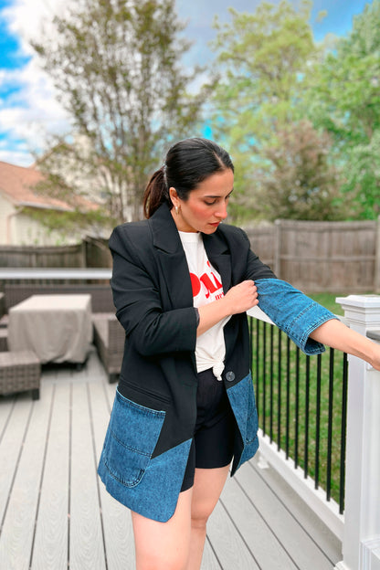 Slashed Denim Suiting Blazer