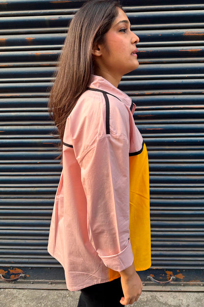 Color Block Shirt with Sequin Pocket