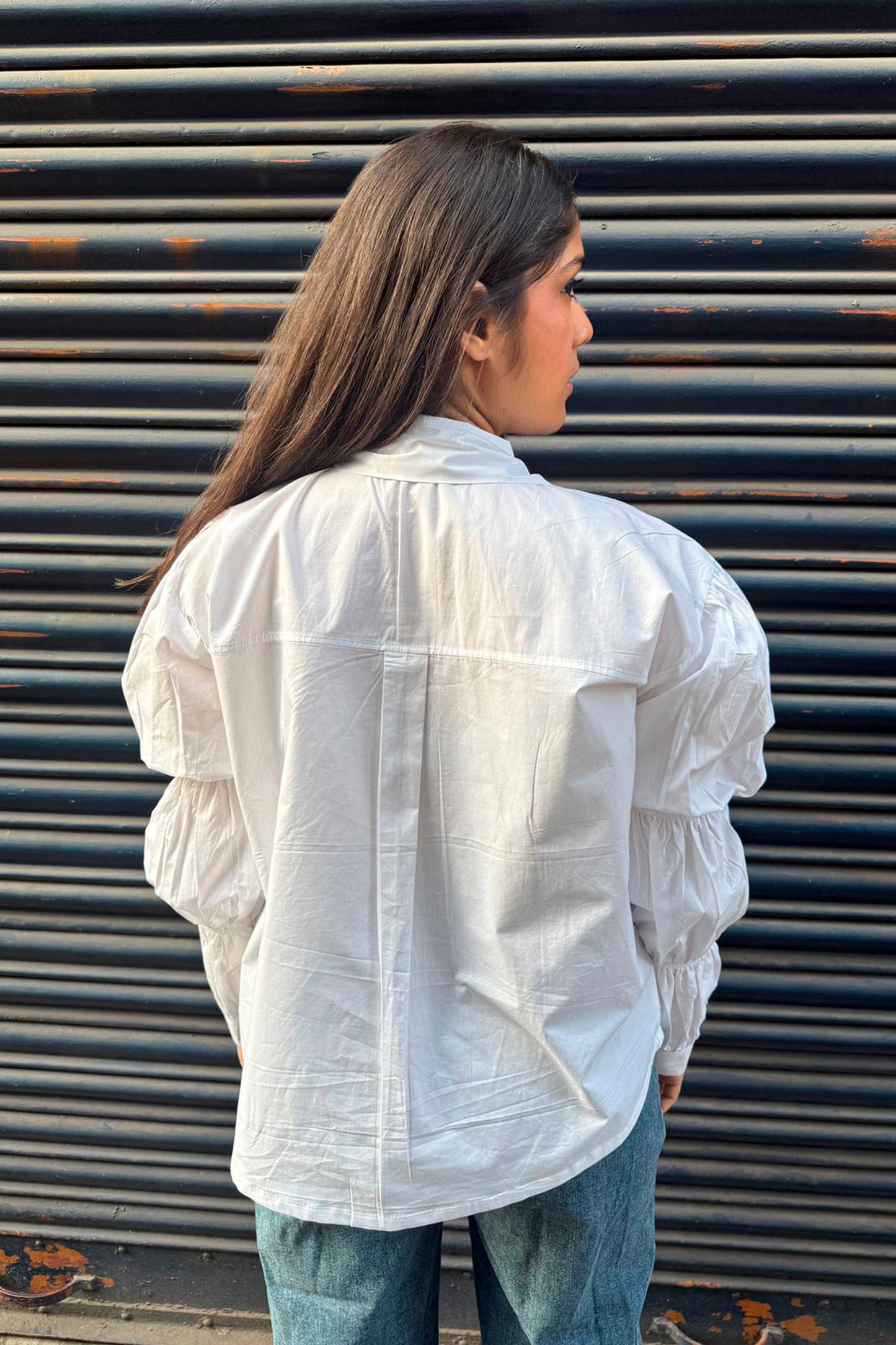 Shirt with Denim Flowers