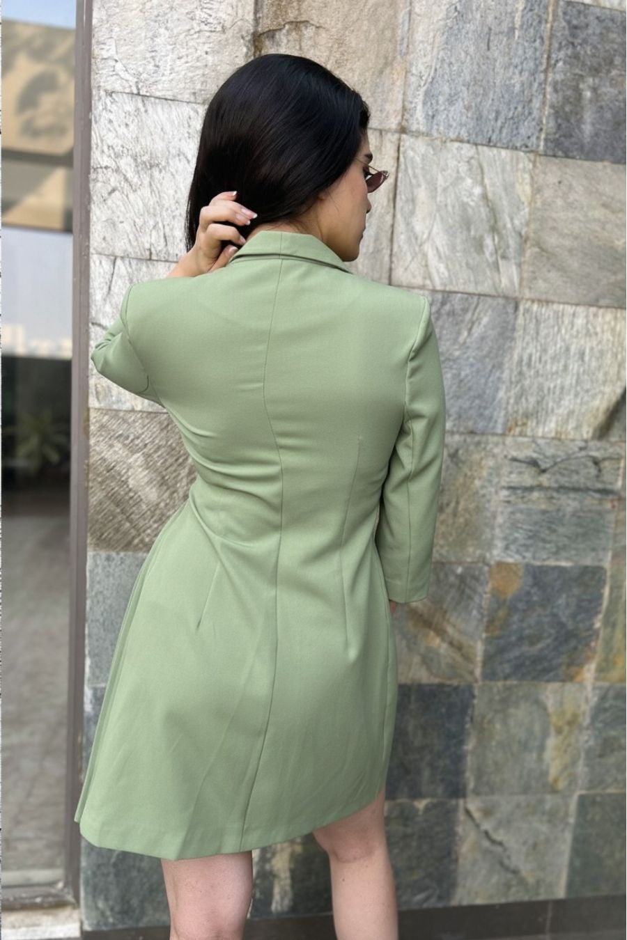 Sage Green Stella Cross Body Knotted Dress