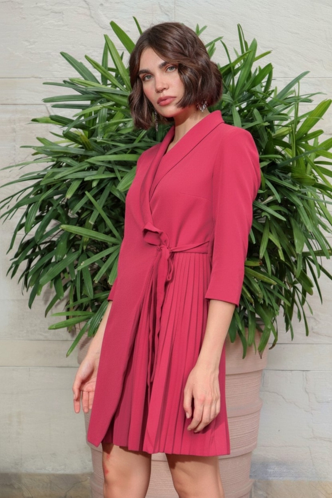 Hot Pink Stella Cross Body Knotted Dress