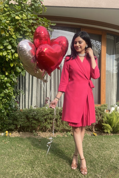 Hot Pink Stella Cross Body Knotted Dress