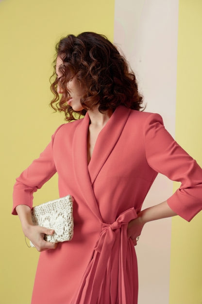 Coral Stella Cross Body Knotted Dress