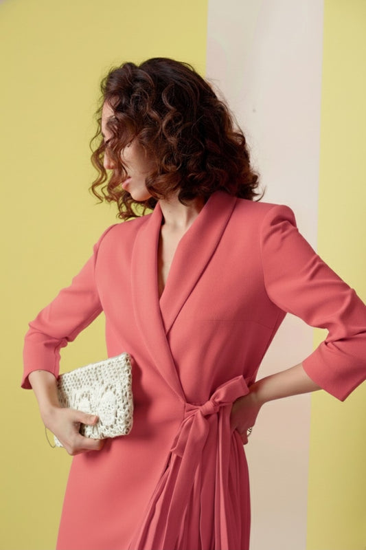 Coral Stella Cross Body Knotted Dress