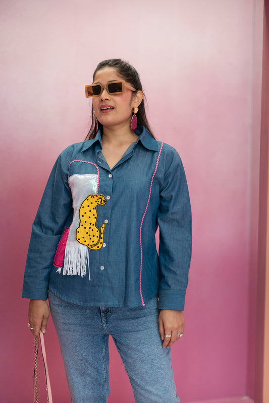 Embellished Leopard Shirt