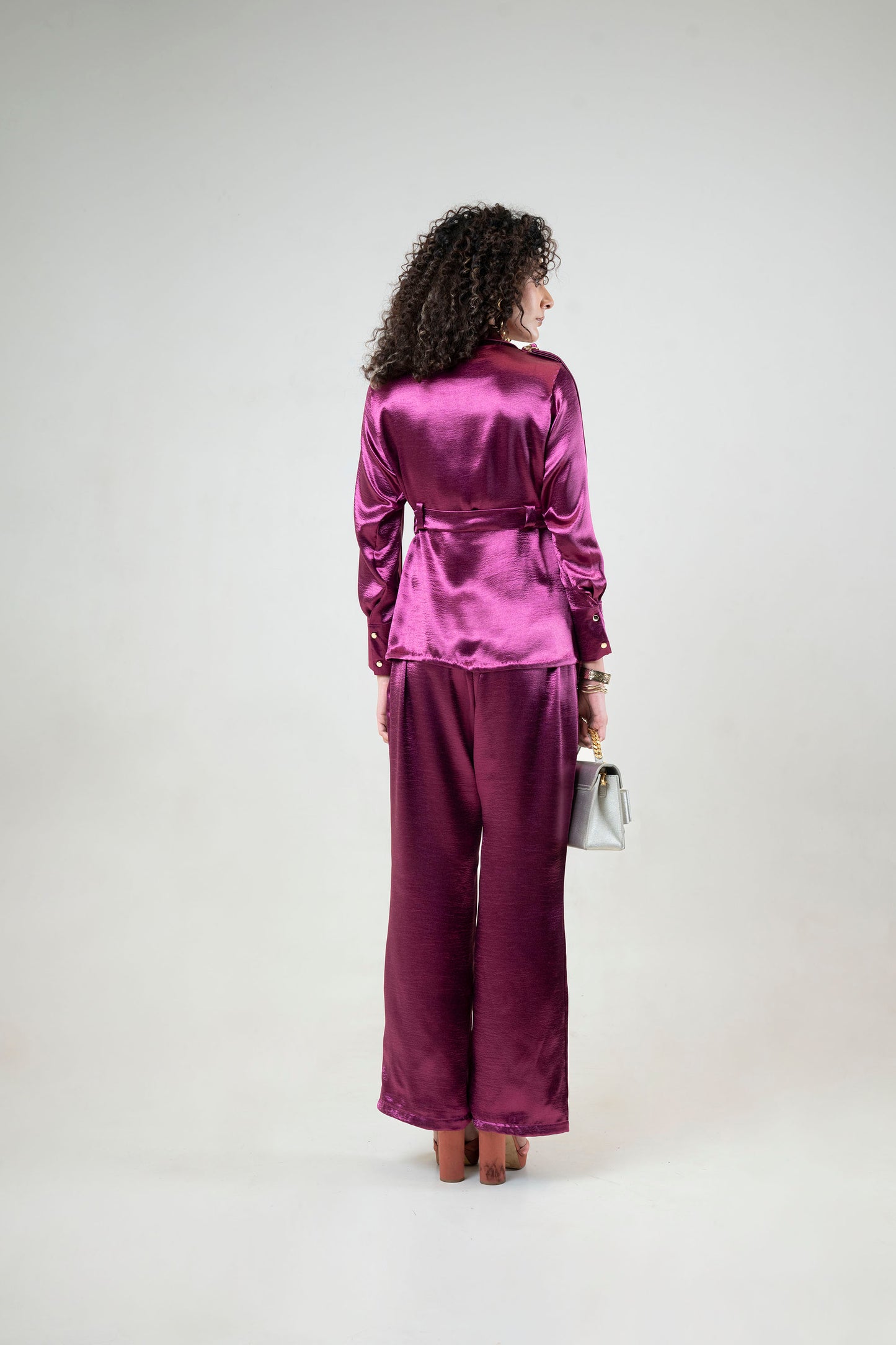 Glossy Full Sleeve Blazer and Pant Set