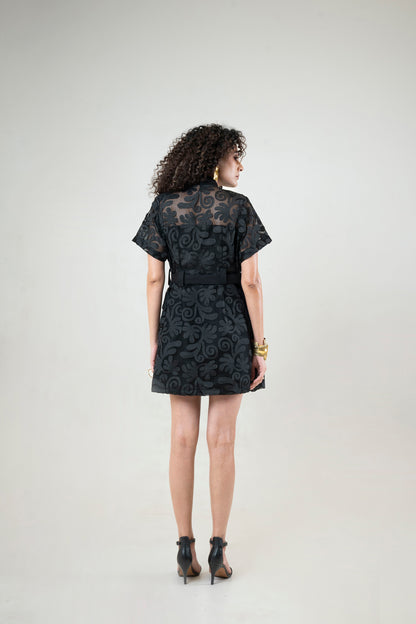 Lace Cut-Out Mesh Dress