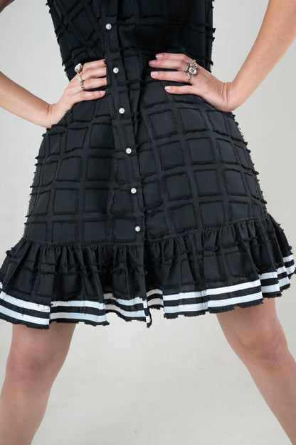 Sailor Collar Dress with Textured Fabric
