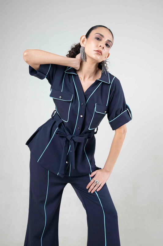 Safari Co-ord With Contrast Piping Detail
