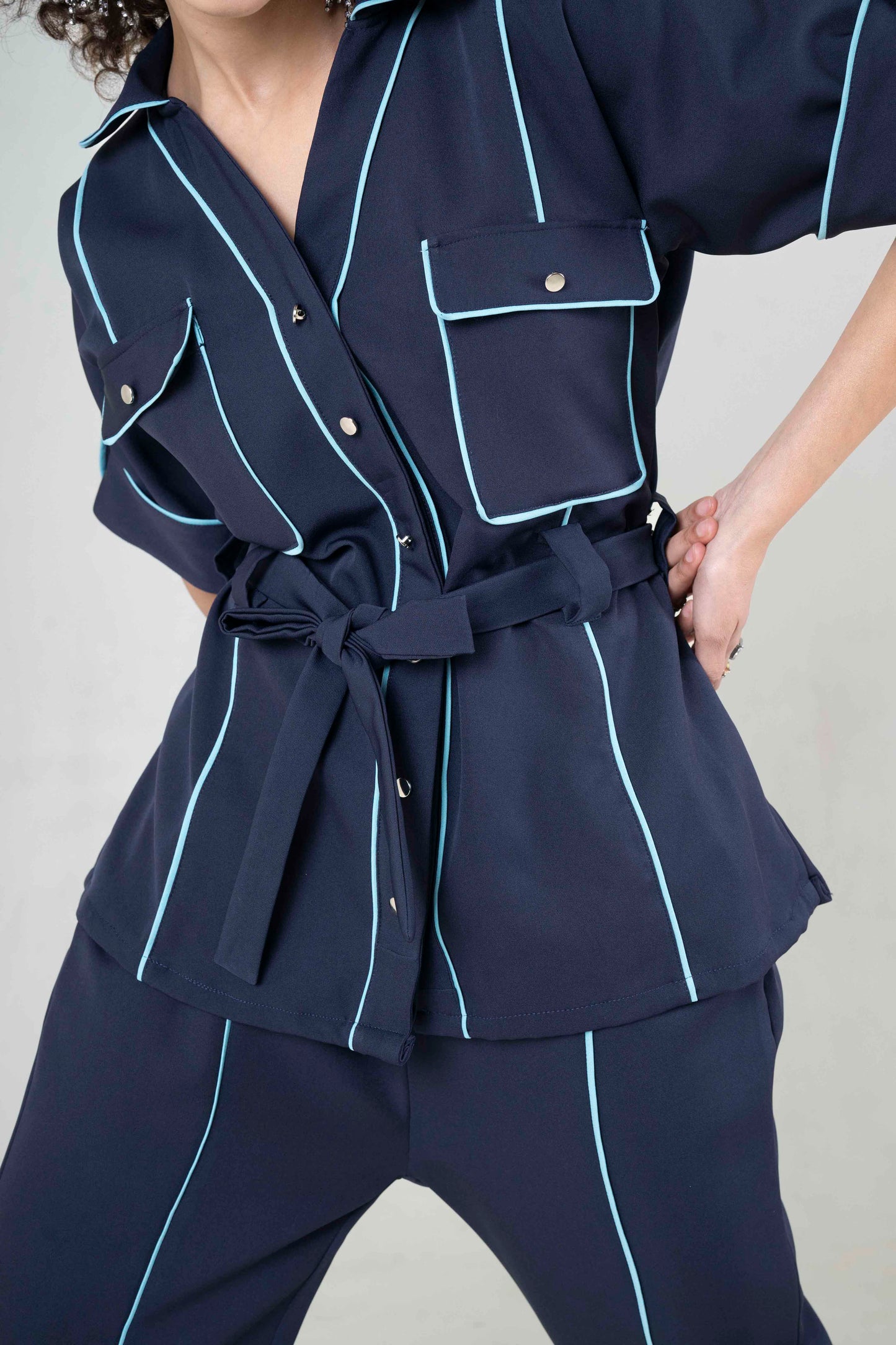 Safari Co-ord With Contrast Piping Detail