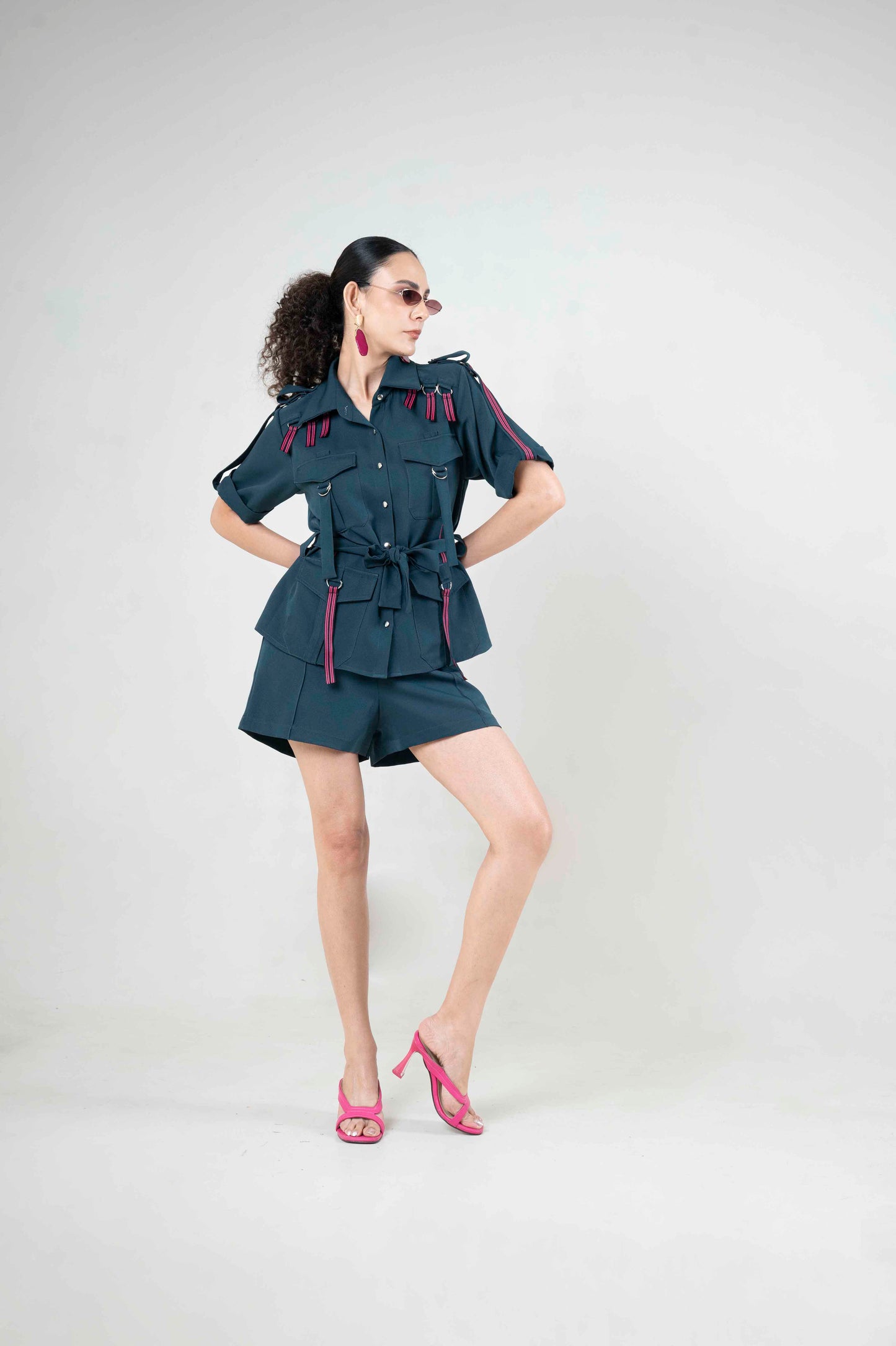 Safari Co-ord With Metallic Buckle Detail