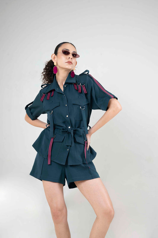 Safari Co-ord With Metallic Buckle Detail