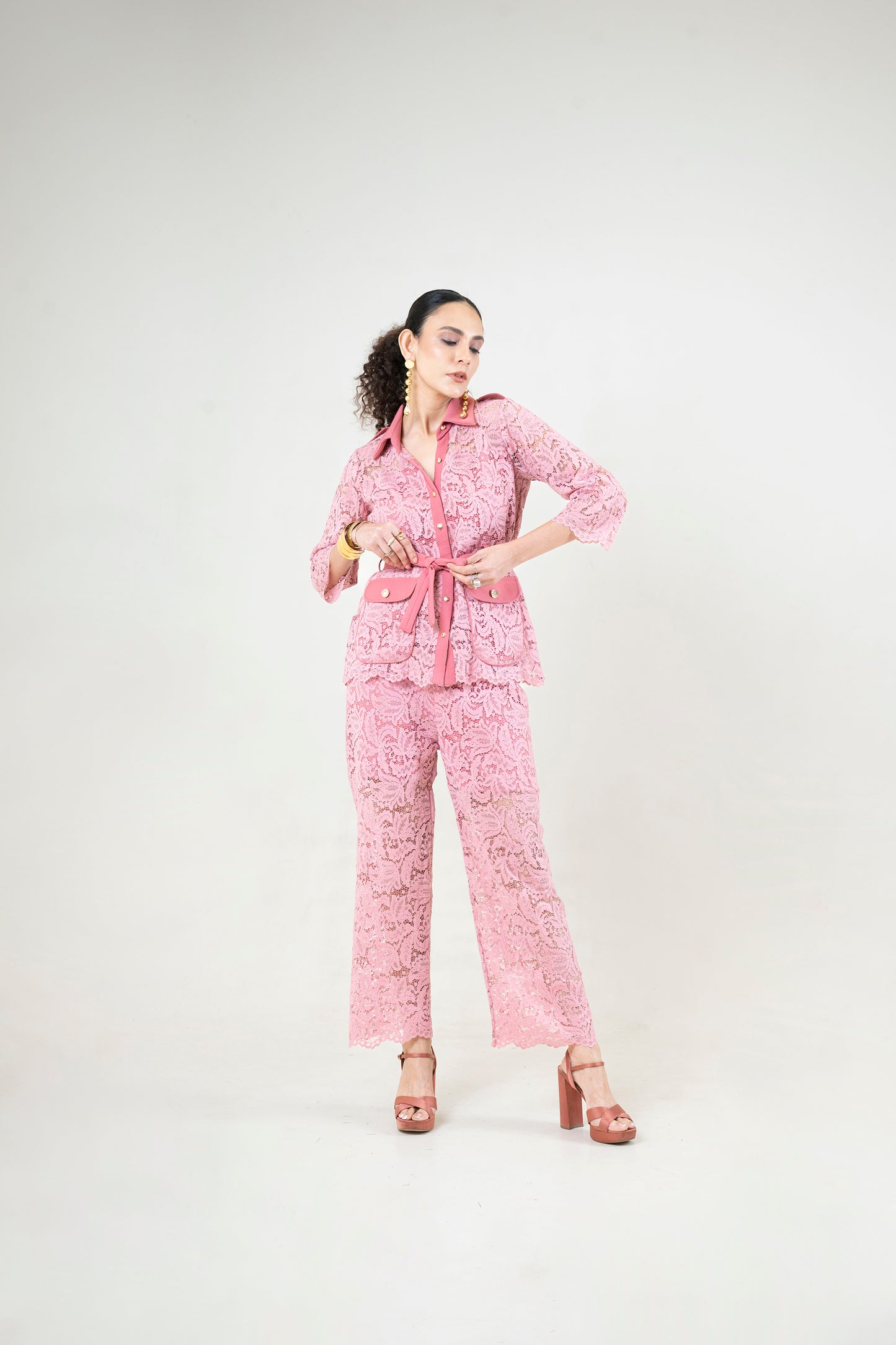 Lace Co-Ord With Metal Buttons