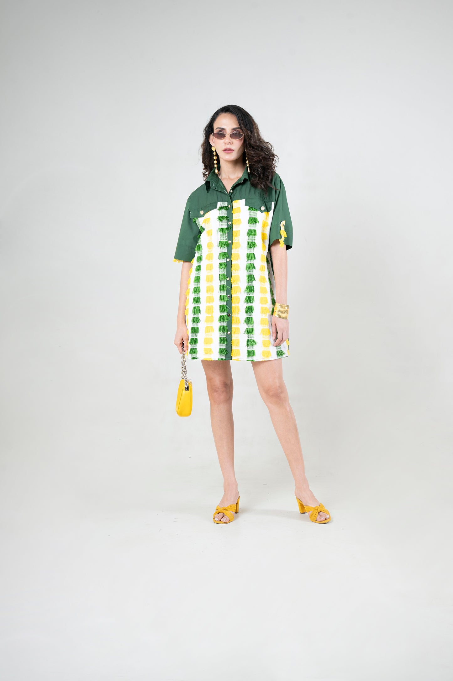 Boxy Shirt-Dress With Hand Woven Detailing