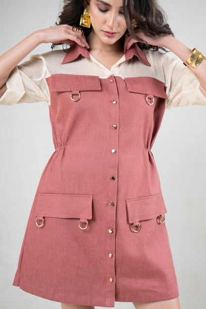 Denim Dress With Metal Buckle Detail