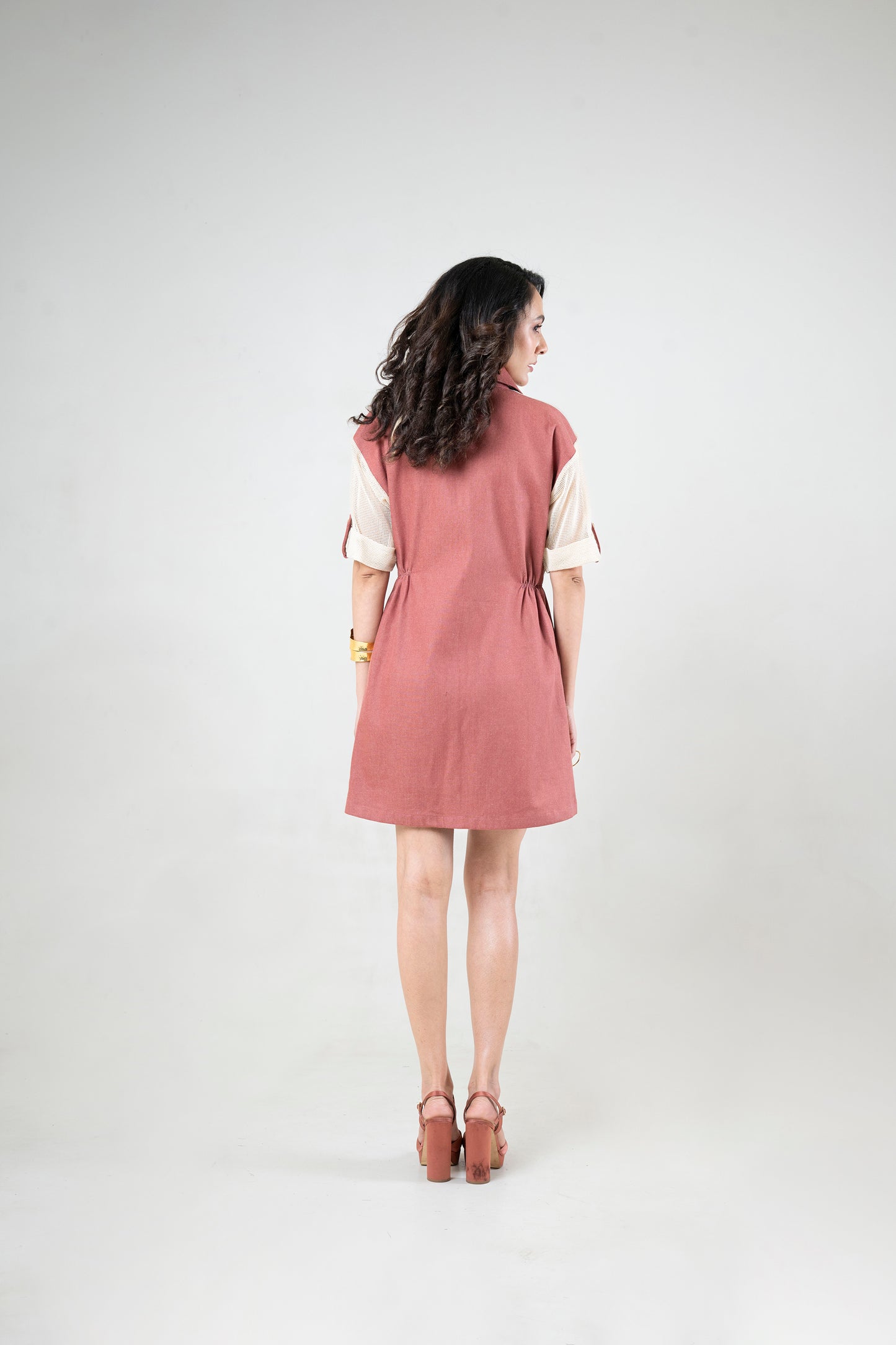 Denim Dress With Metal Buckle Detail
