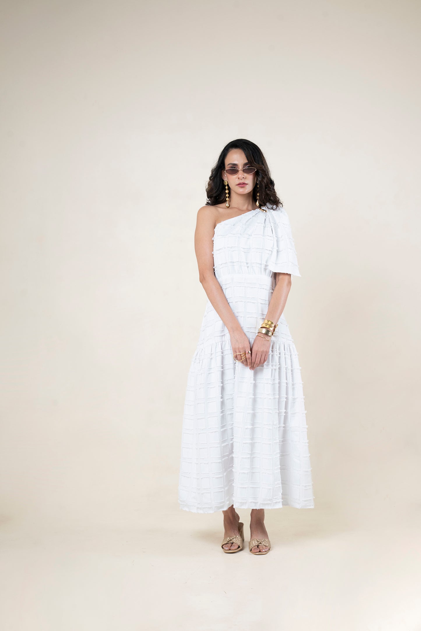 One Shoulder Tie Up Maxi Dress