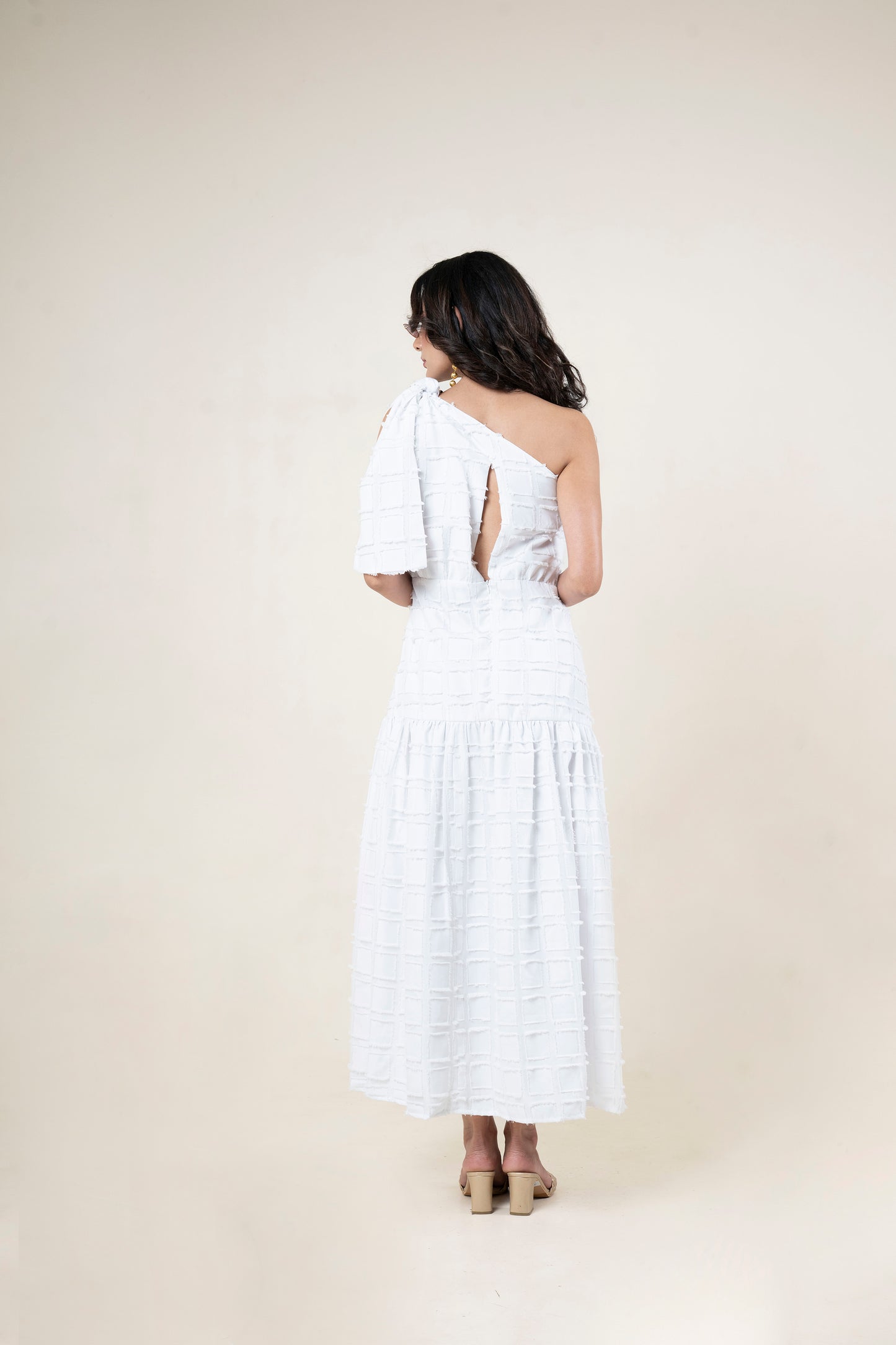 One Shoulder Tie Up Maxi Dress
