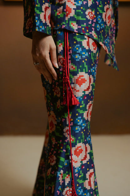 Embellished Blazer and Pant Printed Set