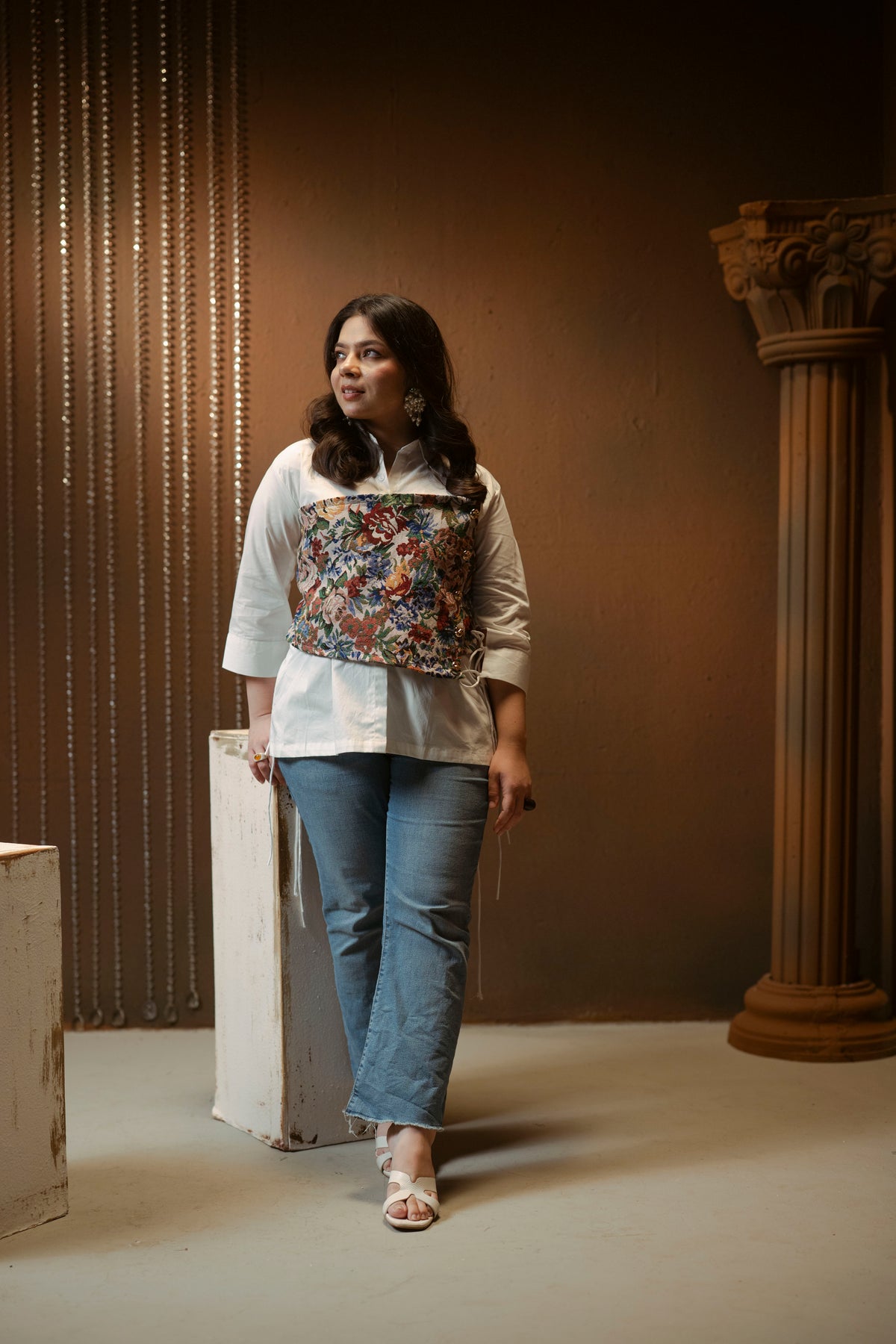 Shirt with Jacquard Bustier