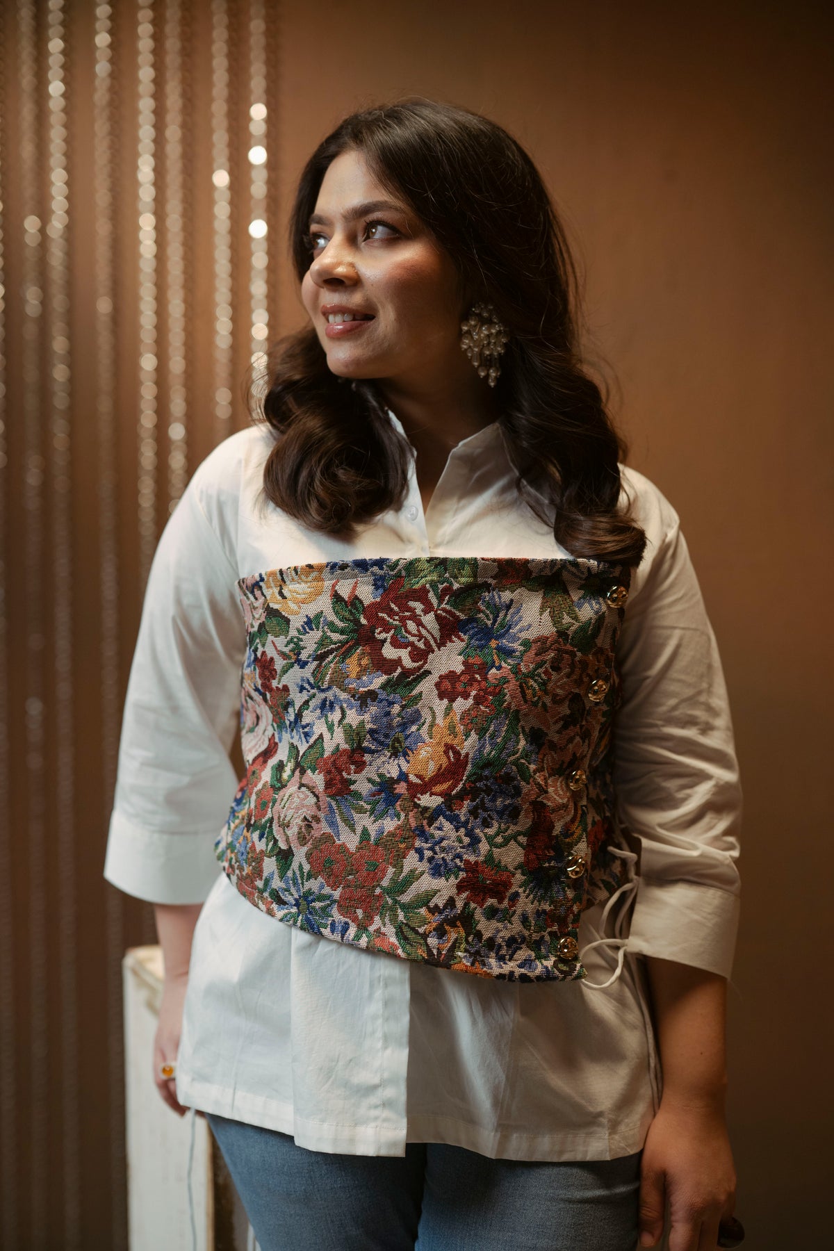 Shirt with Jacquard Bustier