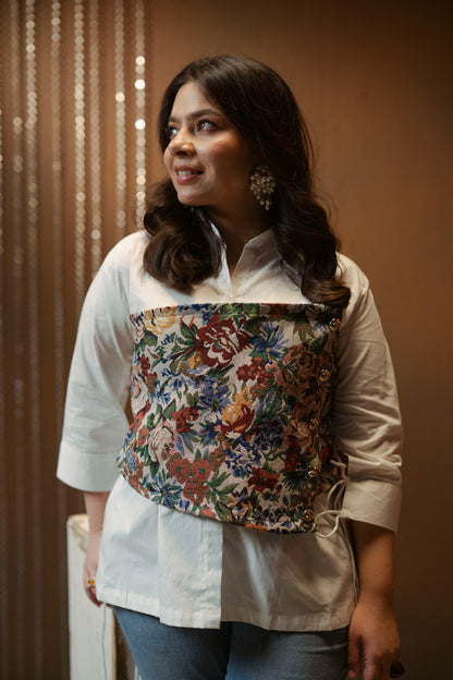 Shirt with Jacquard Bustier