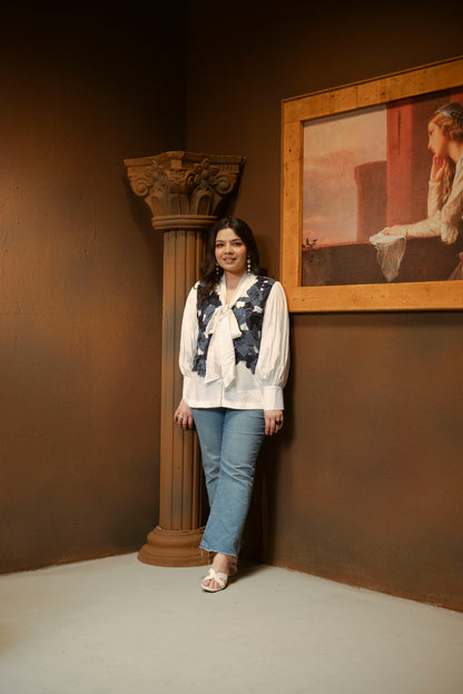 Embellished Jacket Peasant Top