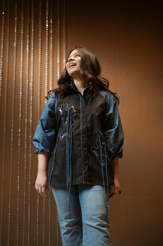 Embellished Raglan Sleeve Shirt