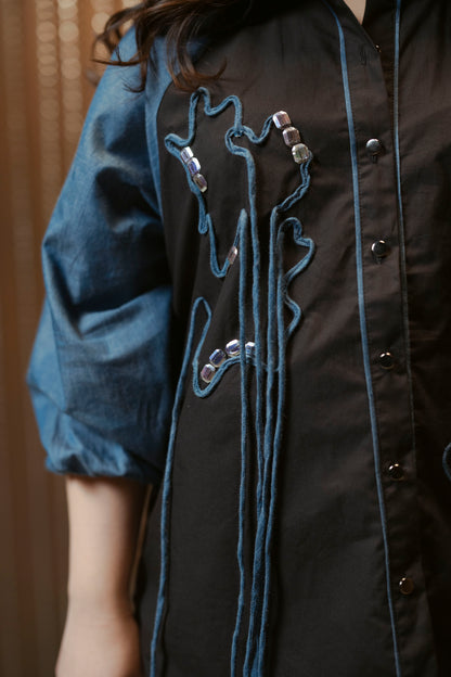 Embellished Raglan Sleeve Shirt