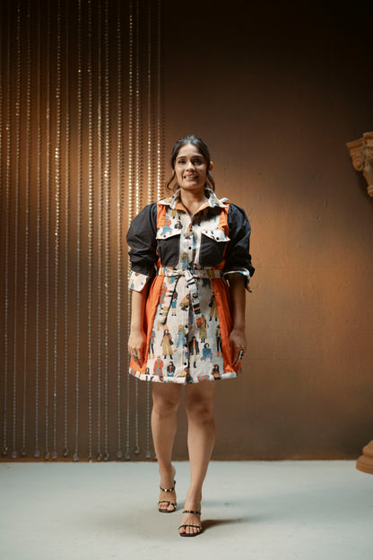 Half & Half Jacquard Dress