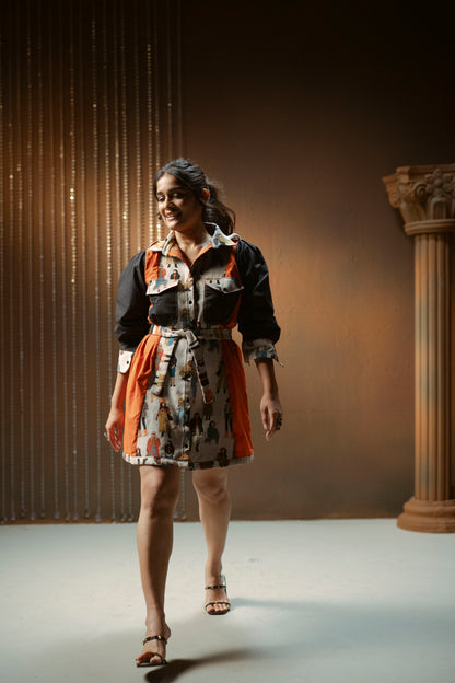 Half & Half Jacquard Dress