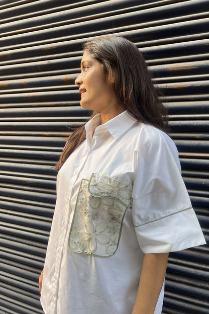 White Shirt with embroidered patch pocket