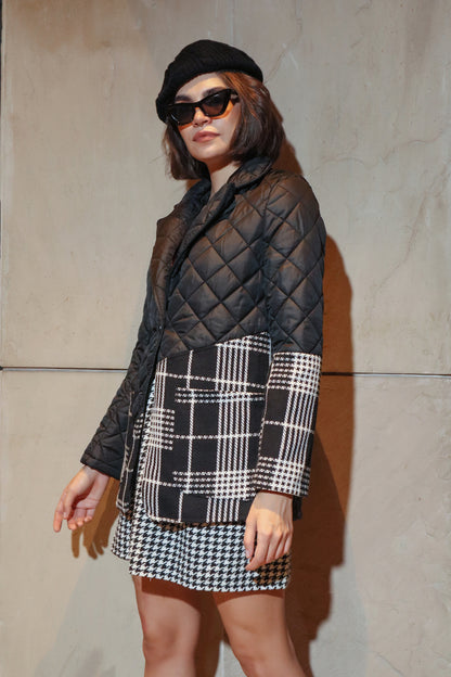 Houndstooth Adjustable Waist Skirt