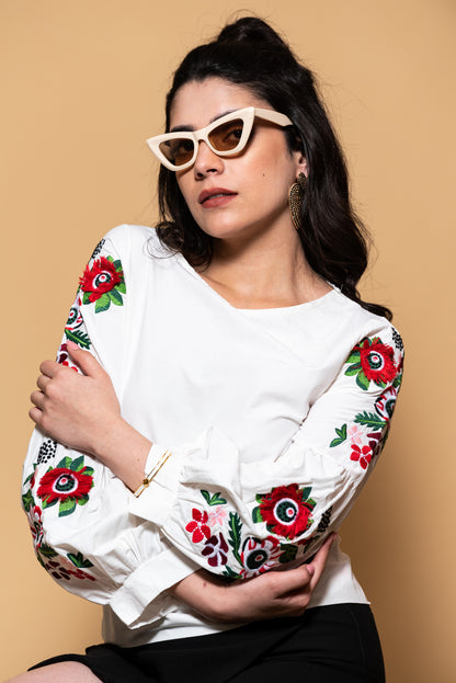 Shirt with Embroidered Sleeves