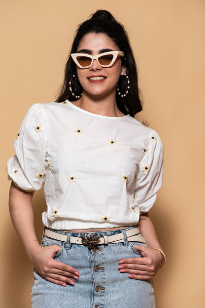 Sun Flower Embroidered Shirt