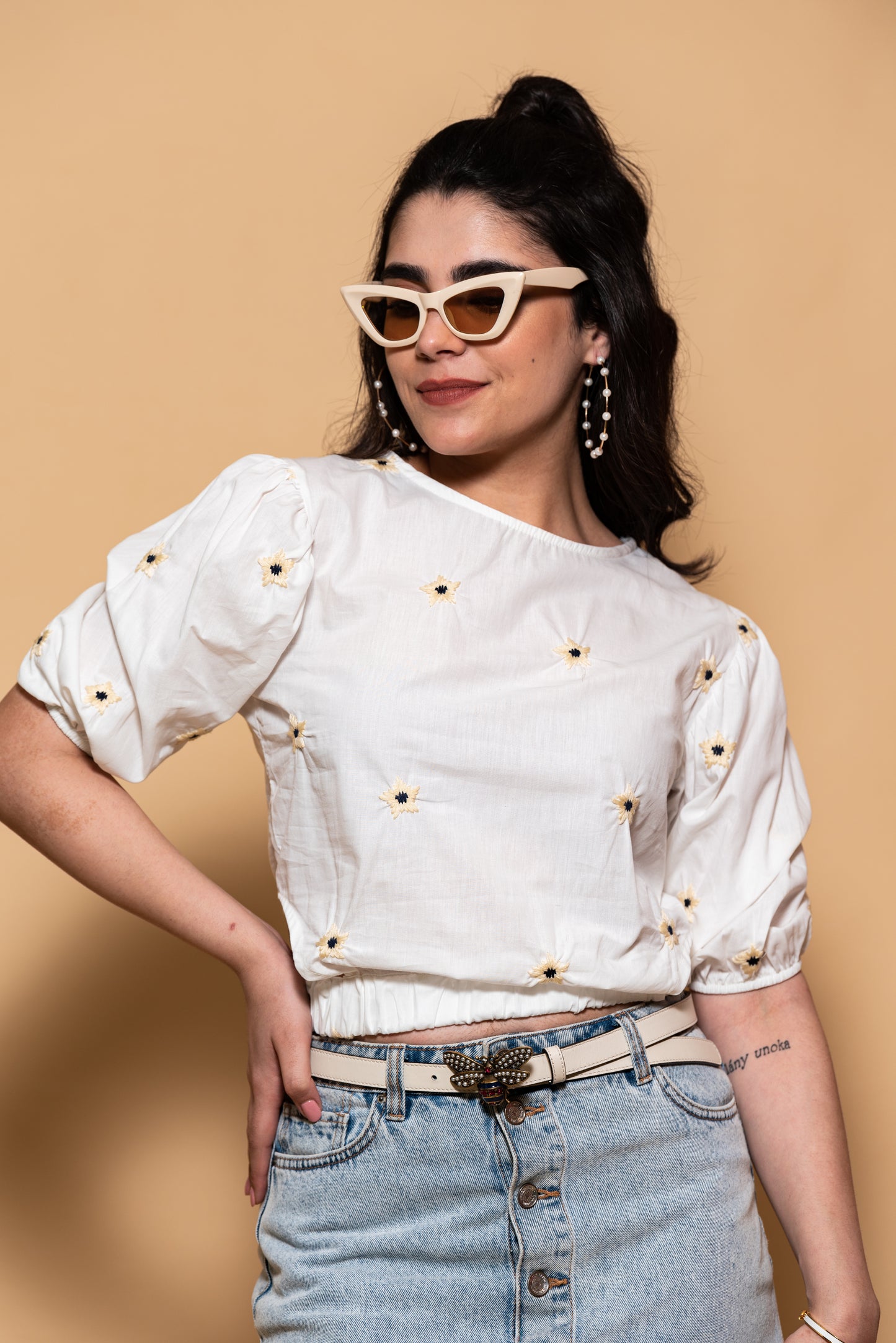 Sun Flower Embroidered Shirt